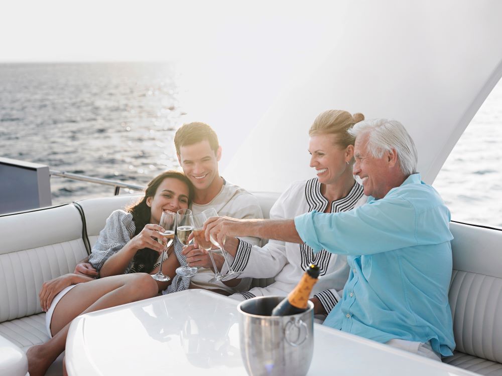 Family resting on a yacht 